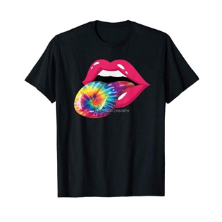 Tongue Out Tie Dye Teeth Mouth Lips T-Shirt Men Cotton O-neck Tshirt Hip Hop Tees Streetwear Harajuku_12