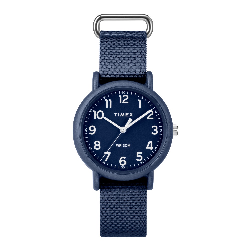 Timex TW2R41000 WEEKENDER SEASONAL นาฬิกาข้อมือผู้หญิง สายผ้า สีนำเงิน หน้าปัด 34 มม.