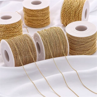 [1-4 มม.] 1 ม. Electroplating 14k Gold-clad Chain Electroplating Platinum Chain 1 ม. ทองแดง diy ทําด้วยมือเครื่องประดับวัสดุ 1 ม.