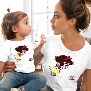 ▤Kawaii Snow White Princess Family Matching Clothes Women Girls Tshirt Cartoon Mom Daughter Family T_03