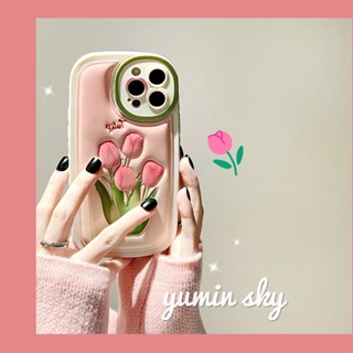 เคสโทรศัพท์มือถือ กันกระแทก ลายดอกทิวลิป สีชมพูไล่โทนสี สําหรับ Apple Iphone 14promax 13 13promax 12 14pro 11