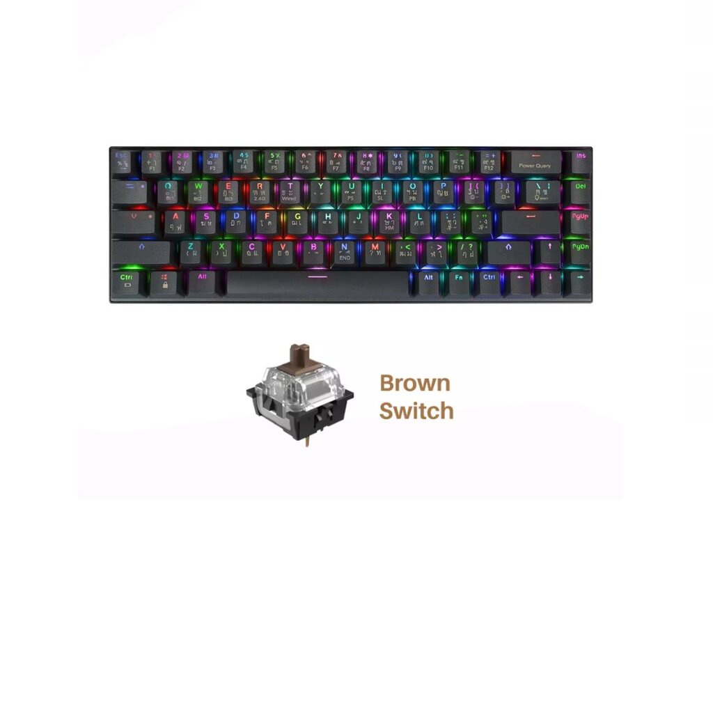 คีย์บอร์ดเกมมิ่ง Tsunami Outemu MK-68 Max Hotswappable Macro-Software RGB GRAPHITE GRAY BROWN SWITCH