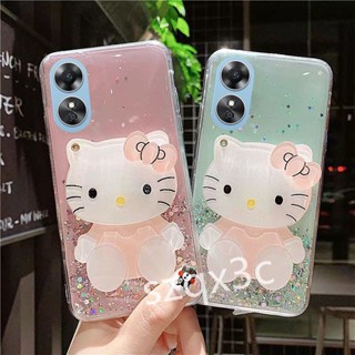 ใหม่ พร้อมส่ง เคสโทรศัพท์มือถือ ซิลิโคนนุ่ม ใส ลายการ์ตูนท้องฟ้ากลางคืน สีชมพู สีเขียว พร้อมกระจกแต่งหน้า สําหรับ OPPO A58 A78 A77 A17 A17K 4G 5G