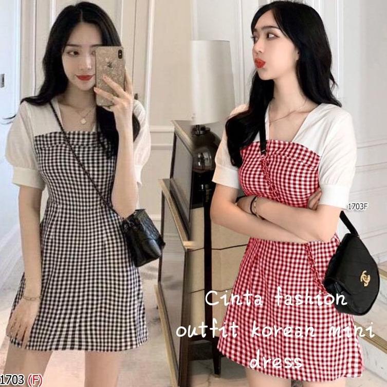 Chekout Korean Square Mini Dress ไซส์(XS SML XL )