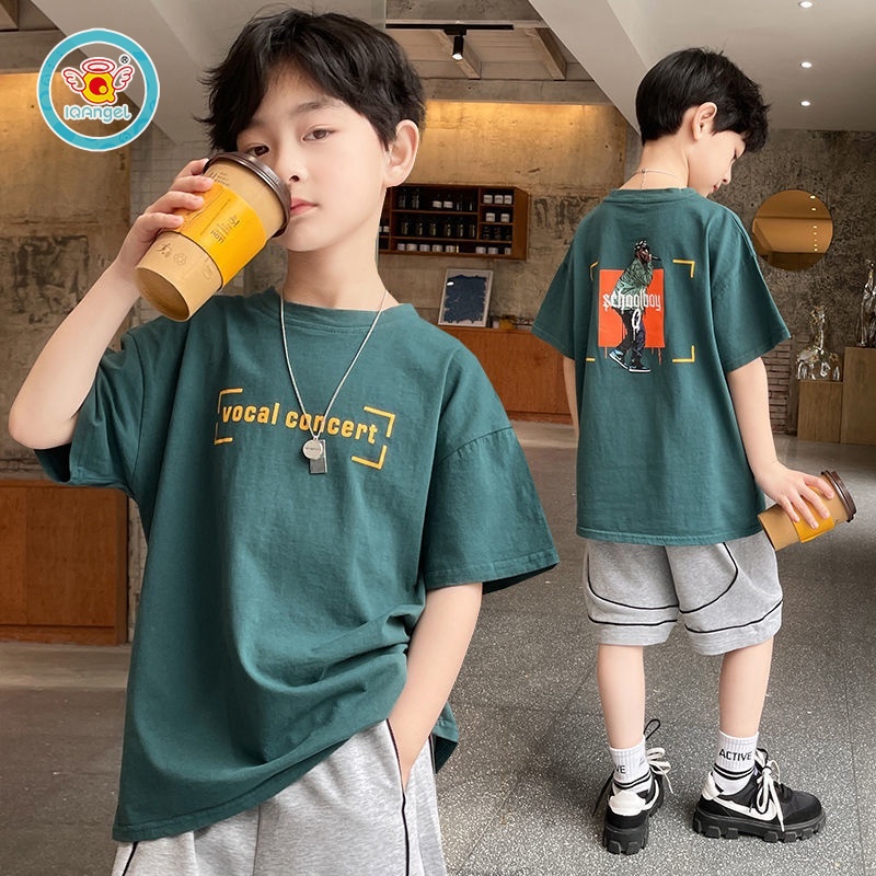 IQ Angel เสื้อยืดแขนสั้นเด็กผู้ชาย ทันสมัย ​​สวมใส่สบายและระบายอากาศได้ดี