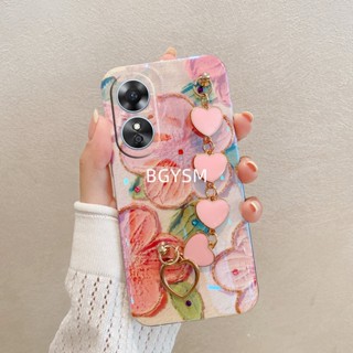 ใหม่ พร้อมส่ง เคสโทรศัพท์มือถือนิ่ม ลายดอกไม้ พร้อมสายคล้องมือ สําหรับ OPPO A58 A78 4G A584G 2023