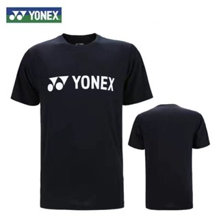 Yonex เสื้อกีฬาแบดมินตัน แขนสั้น แบบแห้งเร็ว ระบายอากาศ ซับเหงื่อ พิมพ์ลาย เรียบง่าย สําหรับผู้ชาย และผู้หญิง