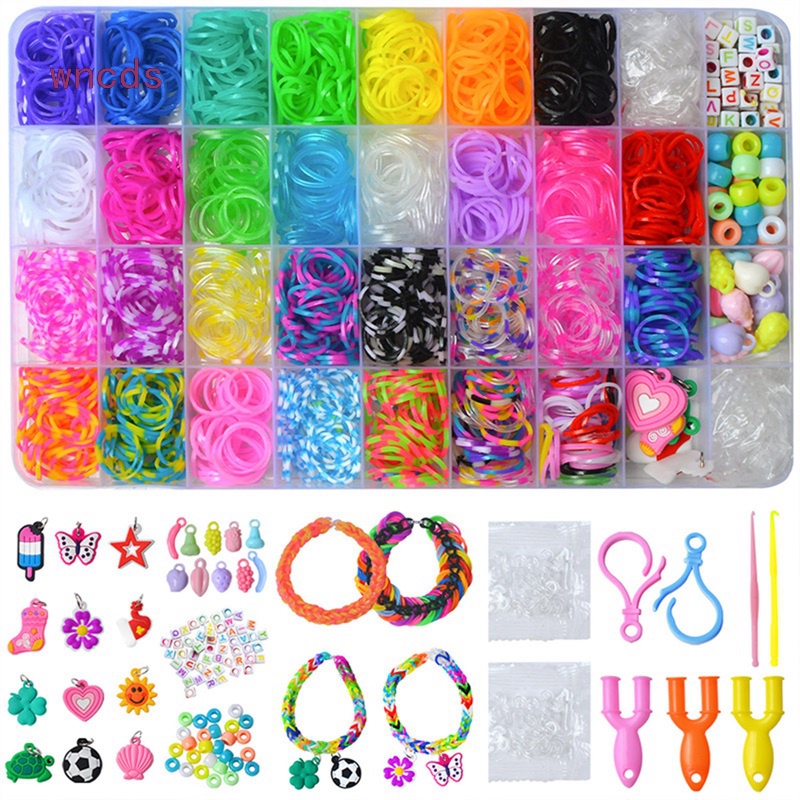 36 ตาราง/กล่อง Loom ยางสําหรับ DIY เติมสร้อยข้อมือทําหัตถกรรมชุด Loom Twist Bands อุปกรณ์เสริมเพิ่มเติมในกรณีสําหรับ Party X-mas วันเกิดสําหรับเด็ก