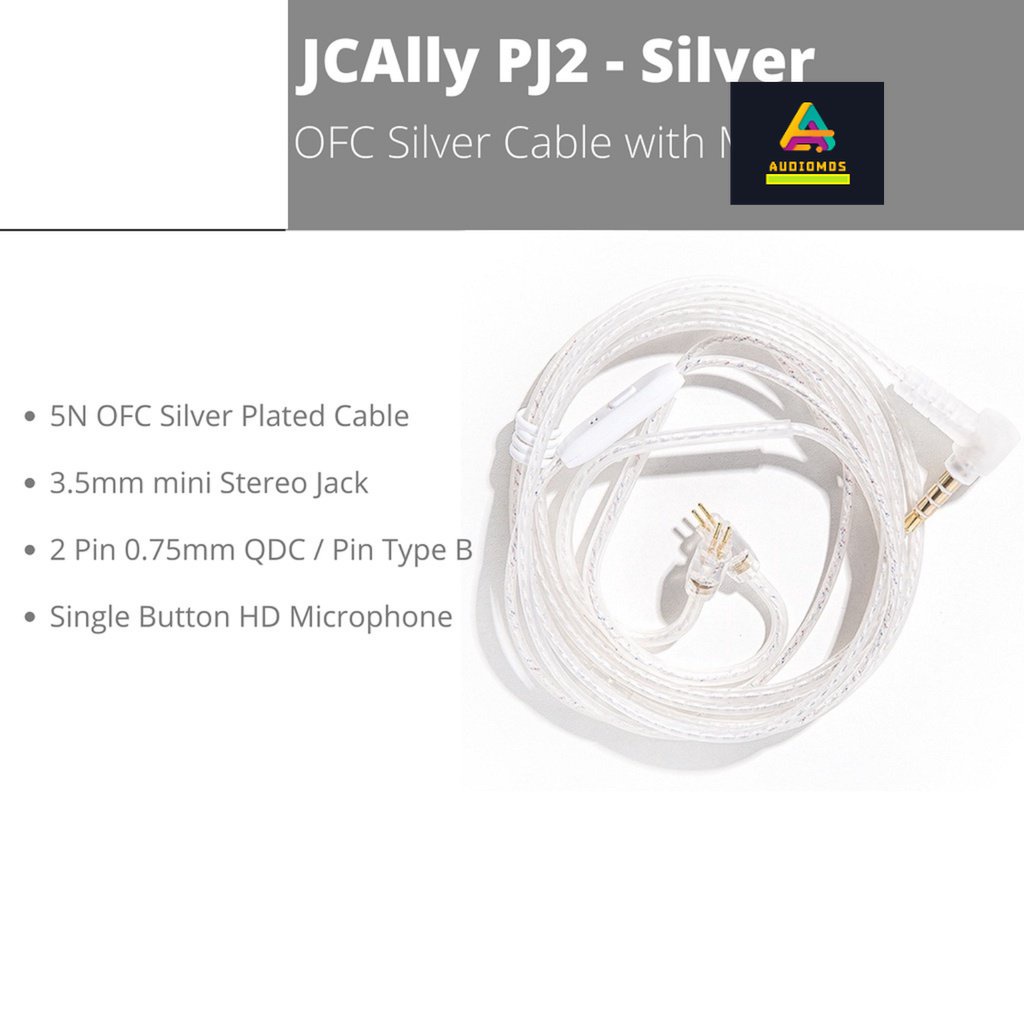 JCALLY PJ2 5N OFC Silver สายหูฟัง KZ EDX ZST ZSN ZS10 Pro