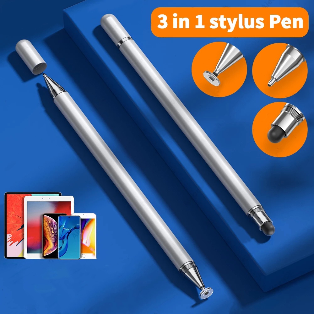 3 in 1 ปากกาสไตลัส หน้าจอสัมผัส แท็บเล็ต สมาร์ทโฟน สําหรับ Android Windows Touch Pen ดินสอวาดภาพ แบบบางพิเศษ
