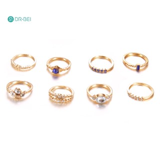 Dr BEI ชุดแหวนแฟชั่น ประดับเพชรเทียม 8 ชิ้น สําหรับผู้หญิง