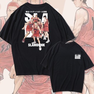 เสื้อยืดแขนสั้น ผ้าฝ้ายแท้ พิมพ์ลายอนิเมะ Slam Dunk 5 คน แฟชั่นฤดูร้อน สไตล์ญี่ปุ่น สําหรับผู้ชาย