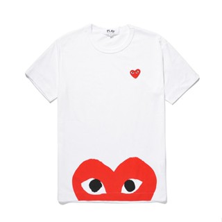 Comme Des Garcons Cdg Play เสื้อยืดแขนสั้นสําหรับผู้หญิงเสื้อยืดลาย การเดินทาง