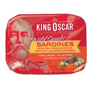 คิงออสการ์ OSCAR ซาร์ดีนและพริกจาลาปิโน 106กKINGBS IN EVOOHOTJALAPENO106G