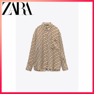 Zara เสื้อเชิ้ต พิมพ์ลายโซ่ แฟชั่นฤดูใบไม้ผลิ สําหรับผู้หญิง