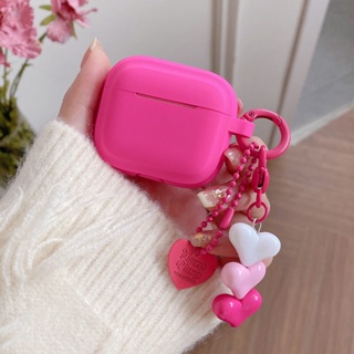 เคสหูฟังซิลิโคน จี้หัวใจ สีชมพู สําหรับ Apple AirPods 1/2 3 Pro 2 AirPod