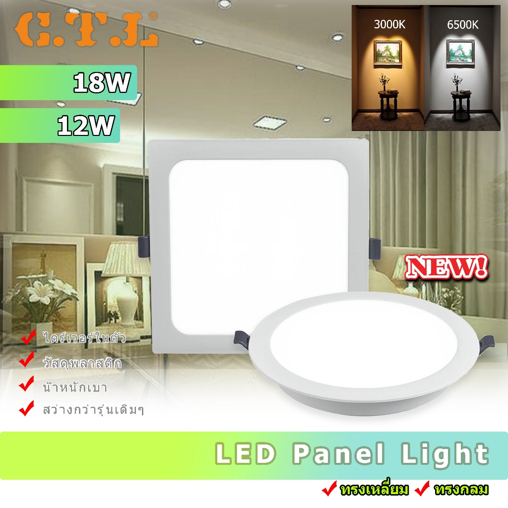 โคมฝังฝ้า LED ทรงกลม ทรงเหลี่ยม ดาวไลท์พลาสติกไดรเวอร์ในตัว ติดฝ้า ALL IN ONE ติดเพดาน  PANEL แบบฝัง แสงขาว และ แสงวอร์ม ราคา ถูกที่สุด ดีลบีเคเค แกลเลอรีภาพที่ 2