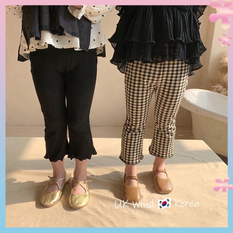 Girls' pants Korean children's clothing 2023 spring and summer new fashionable all-match Plaid tight micro trumpet pants for girls