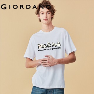 Giordano Men เสื้อคอกลมแขนสั้นสำหรับคู่รัก มีลวดลายสกรีนตัวน้องหมีแพนด้า Animal Series Free Shipping 91099801