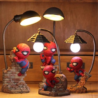 โคมไฟกลางคืน LED เรซิ่น ลายการ์ตูน Avengers Spider Man ของขวัญคริสต์มาส แบบสร้างสรรค์ สําหรับเด็ก