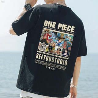  ใหม่เอี่ยม∈✼เสื้อยืด One Piece เลือดร้อนแขนสั้นย้อนยุคสองมิติแอนิเมชั่นหลวมพิมพ์เสื้อยืดผ้าฝ้ายผู้ชาย