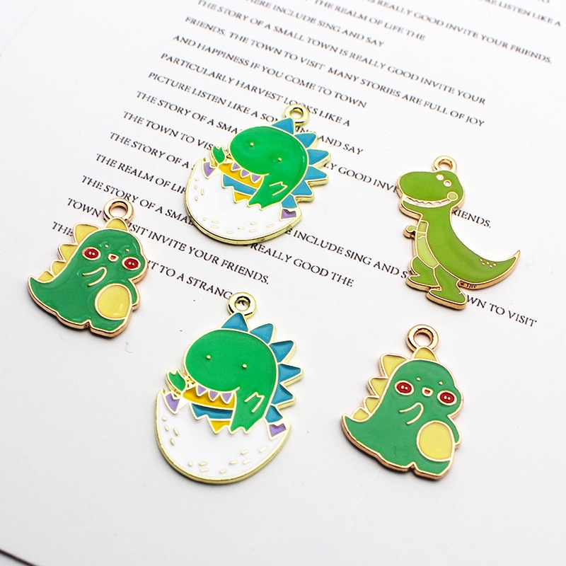 เครื่องประดับ จี้สร้อยคอ ต่างหู รูปการ์ตูนไดโนเสาร์ แฮนด์เมด DIY สําหรับผู้หญิง 089 2 ชิ้น ต่อล็อต