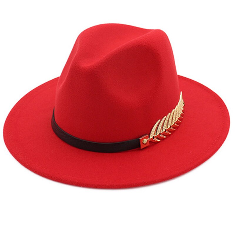 w_k ผู้หญิงขนสัตว์ Fedora อบอุ่นหมวก Chapeau Femme Feutre Panaman หมวกผู้หญิง Felt หมวก Fedora กับไข่มุกเข็มข sb5