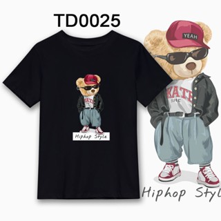   STOK SEDIA TD0025 BAJU SLOGAN TEDDY BEAR HIPHOP STYLE ASIAN SIZE TOPS COTTON UNISEX T-SHIRT BAJU BESAR LENGAN PEN_02