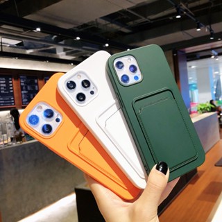 เคสซิลิโคนยาง กันกระแทก พร้อมช่องใส่บัตร สําหรับ iPhone 14 15 Pro Max 15 Plus