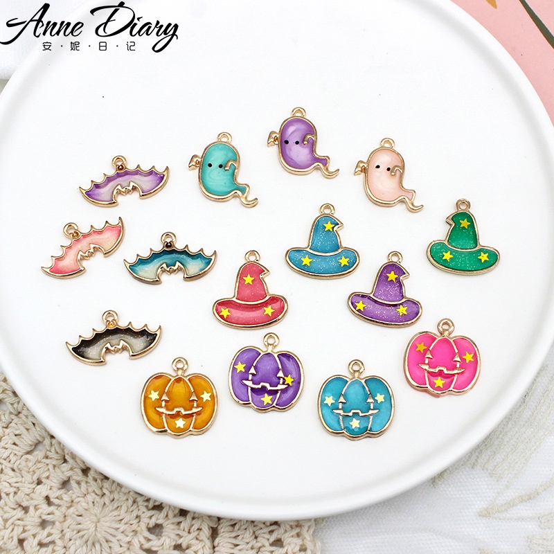 2 ชิ้น/ล็อตฮาโลวีน Wizard หมวกฟักทอง Ghost Brat ค้างคาวโลหะผสมเคลือบจี้ DIY เครื่องประดับอุปกรณ์เสริม Charms สําหรับผู้หญิง, Key Chain/ต่างหู/สร้อยคอจี้ Handmade DIY เครื่องประดับ w018