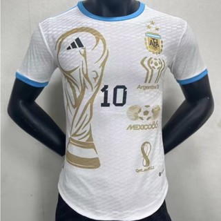 เสื้อกีฬาแขนสั้น ลายทีมชาติฟุตบอล Argentina Championship Edition No.10 Jersey S-XXL 23-24