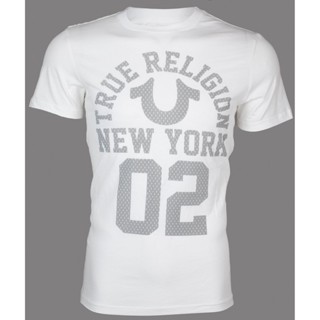 TRUE RELIGION Mens T-Shirt New York Version White And Gray Print $69_01