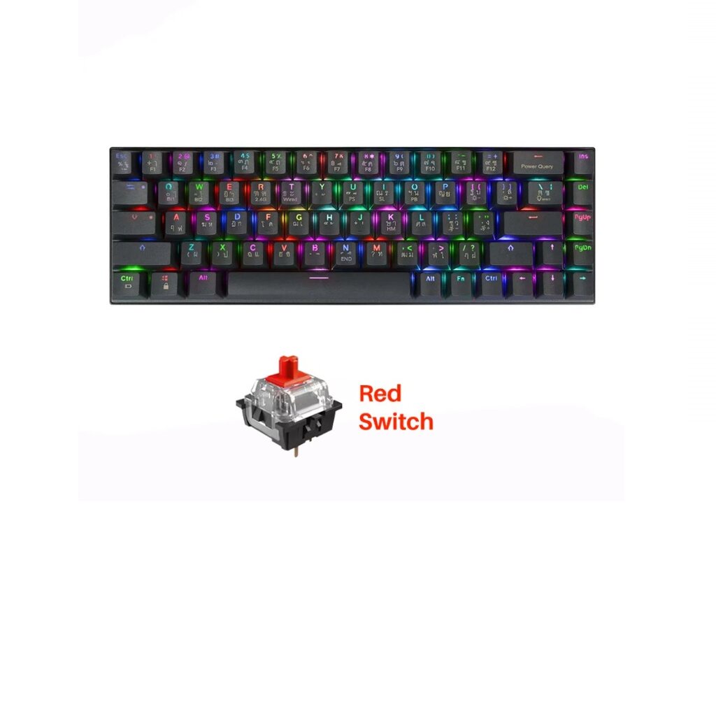 คีย์บอร์ดเกมมิ่ง Tsunami Gaming Keyboard MK-68 Max Graphite Gray Red Switch