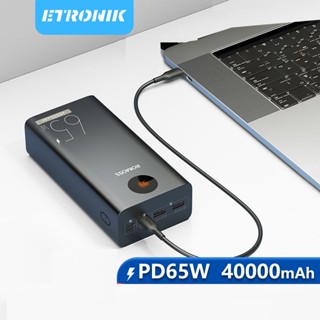 ETRONIK ROMOSS PD 65W Power Bank 40000mAh แบตเตอรี่ภายนอก Fast Charge USB C Powerbank แบบพกพาที่มีประสิทธิภาพสำหรับแล็ปท็อป Xiaomi 13 iPhone 14