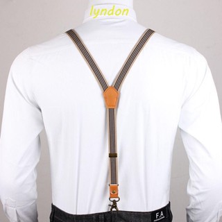 Lyndon สายเอี๊ยมกางเกง 3 ตะขอ สไตล์วินเทจ สีพื้น สําหรับผู้ชาย ผู้หญิง