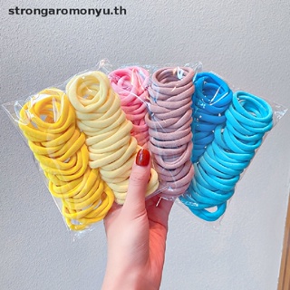 Strongaromonyu ยางรัดผมหางม้า แบบยืดหยุ่น สีดํา สีขาว สําหรับเด็กผู้หญิง 50 ชิ้น