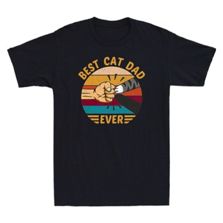 ขายดี เสื้อยืดลําลอง ผ้าฝ้าย แขนสั้น พิมพ์ลาย Best Cat Dad Ever 2 Cat สไตล์วินเทจ สําหรับผู้ชาย PLfefl52NBjkaf23