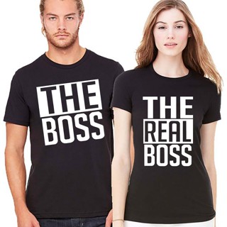 เสื้อยืดผู้ Fashion Valentines Day Gift Tee Shirt Matching Couple T Shirt Husband Wife Tees The BOSS &amp; The Real BOSS Sh