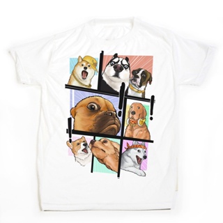 Selfie Surprise Dog T-Shirt Pet Husky Golden Retriever Corgi Shiba Inu Short-Sleeved Men Women Pure Cotton Animal M_04