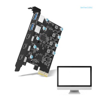 Btm การ์ดขยาย USB 3.0 PCI-E 5 พอร์ต 3x Type C 2x Type-A PCI สําหรับอะแดปเตอร์ Express