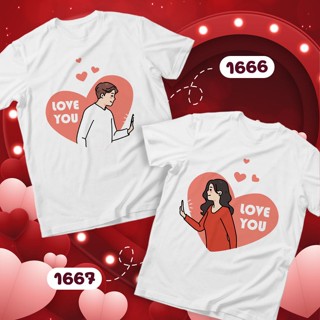 เสื้อคู่ เสื้อวาเลนไทน์ สีขาวคอกลม รหัส 1666-1667