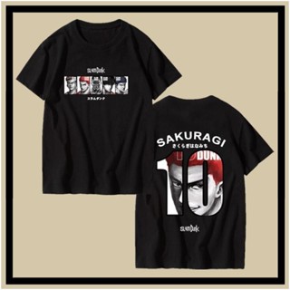 tshirt เสื้อยืดแขนสั้น พิมพ์ลาย Slam Dunk Joint Sakuragi Flower Road Mitsui Shou Rukawa Kaede สําหรับผู้ชาย และผู้หญิง(S