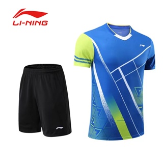 LI NING เสื้อกีฬาแบดมินตันแขนสั้น ระบายอากาศได้ดี แบบแห้งเร็ว แฟชั่นฤดูร้อน สําหรับเด็กผู้ชาย และผู้หญิง