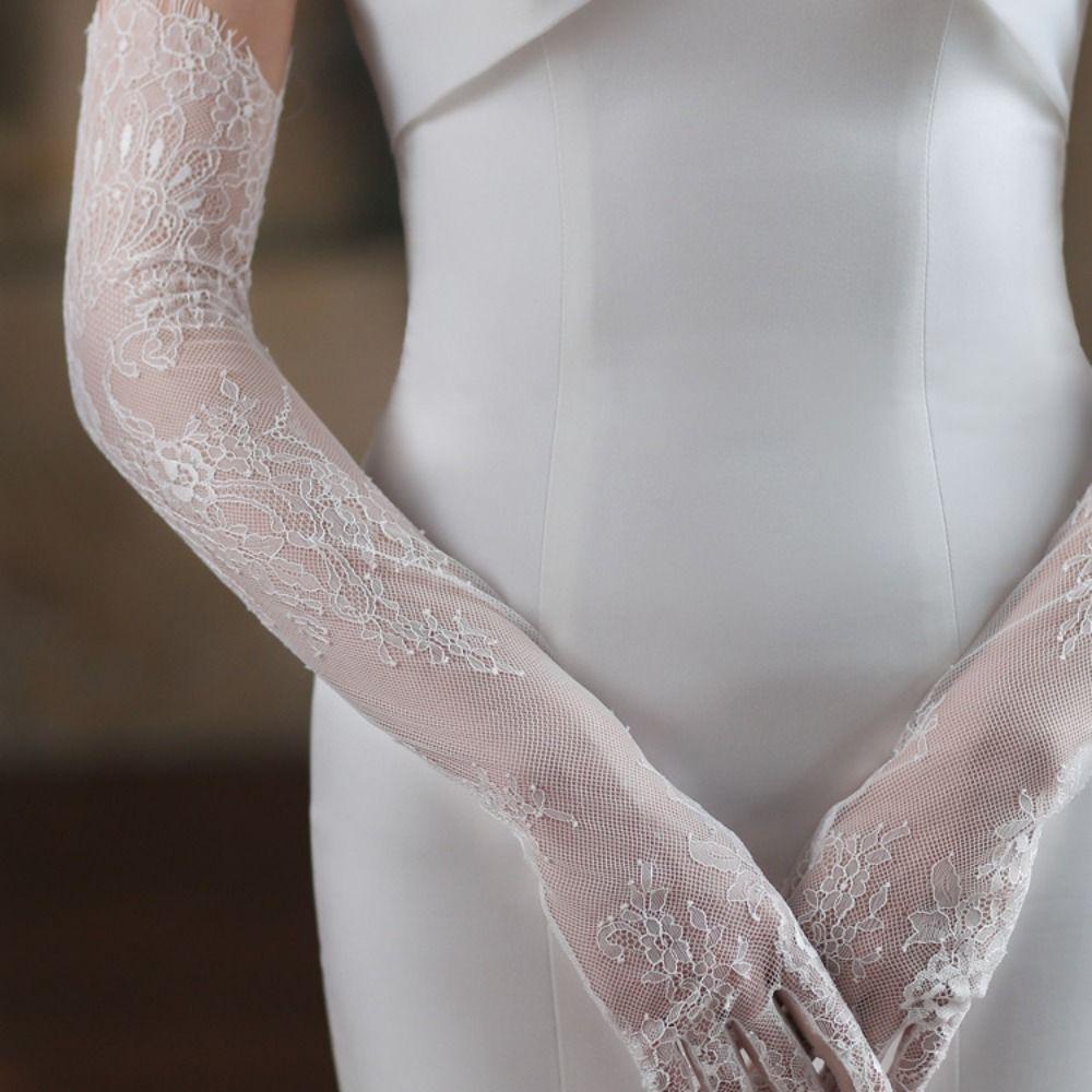 Ahour ถุงมือตาข่าย แบบสั้น สําหรับเจ้าสาว ใส่ออกงานเลี้ยง งานแต่งงาน ราคา ถูกที่สุด ดีลบีเคเค แกลเลอรีภาพที่ 5
