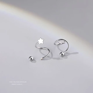 We Flower ต่างหูเงิน 925 แบบเกลียว รูปลูกบอลดาว ขนาดเล็ก มินิมอล เครื่องประดับ สําหรับผู้หญิง ผู้ชาย