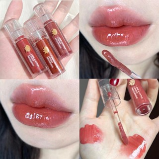 Cappuvini Mirror Lip Gloss Moisturizing Sexy Red Lip Glass Lip Tint Waterproof Non-stick Cup Liquid Lipstick Nude Brown Clear Tint Makeup