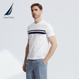 🔥 Nautica / เสื้อยืดคอกลม แขนสั้น ผ้าฝ้าย ลายทาง สไตล์นอร์ดิก สําหรับผู้ชาย TO2208 🔥