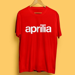 เสื้อยืดผู้ชาย เสื้อยืดแขนสั้น ผ้าฝ้าย พิมพ์ลายรถจักรยานยนต์ Aprilia แบบกําหนดเอง