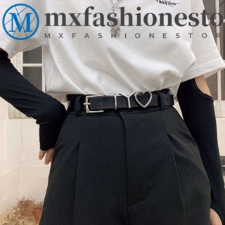 Mxfashione เข็มขัดหนัง PU สีพื้น หัวเข็มขัดตัวอักษร สไตล์พังก์ สําหรับผู้หญิง