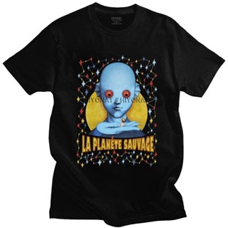 เสื้อยืดแขนสั้น ผ้าฝ้ายแท้ พิมพ์ลายภาพยนตร์ 70s Cult Movie Fantastic Planet Alien สําหรับผู้ชาย_02